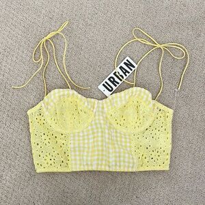 Urban Outfitters Yellow Gingham Bustier